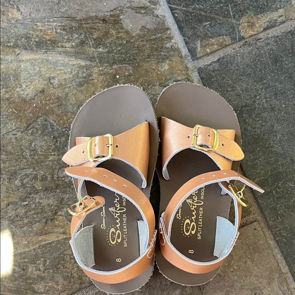 Salt Water Sandals by Hoy - Tan and Gold Kids Sandals